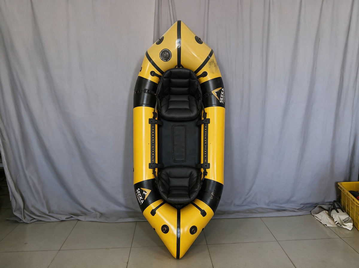 Seeka Duo two-person packraft, yellow with black trim